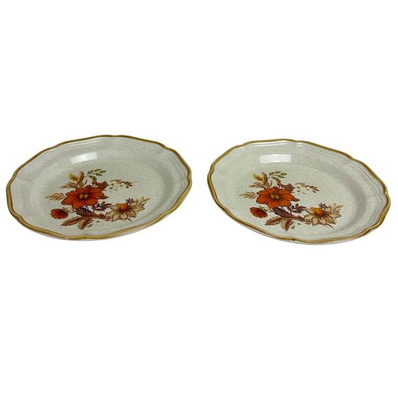 Mikasa VTG Garden Club Harvest Bouquet EC 455 Set 2 Stoneware Floral 8" Plates - Picture 3 of 8